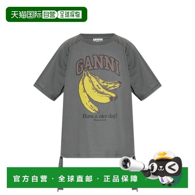 GANNI 女士T恤 A105004711039490 SS2026 灰色 T-shirt with draw
