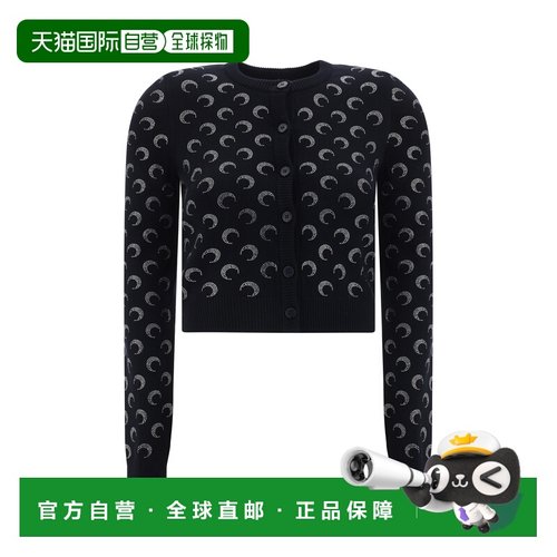 1h可退 潮奢 Marine Serre 女士 月亮水钻徽标开衫 WTK011ARKNI00