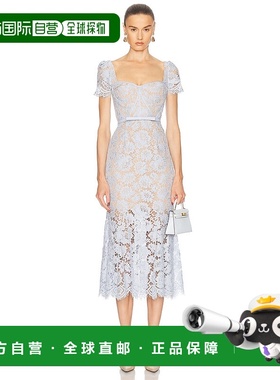 1h可退 潮奢 Self-Portrait 女士 精美蕾丝中长连衣裙 SS25048MBL