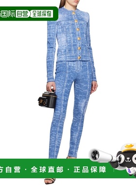 BALMAIN 女士针织毛衣 EF1KL220KH806FF SS2025 蓝色针织衫