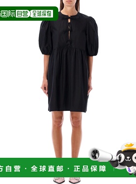 GANNI 女士连衣裙 F90056479099 AW2024 黑色 Dress from organic
