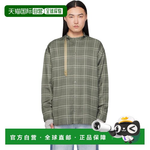 Diesel 迪赛 男士 灰色 Check-Satin Biker Details 衬衫 A229040
