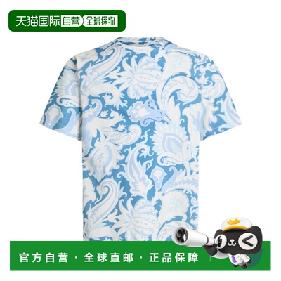 1h可退 ETRO 男士T恤 MRMA0004AK591X0880 SS2025 蓝色 花卉T恤