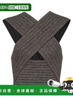 BALMAIN 女士衬衫 BF0AB046KF12EAD AW2023 黑色 条纹针织背心