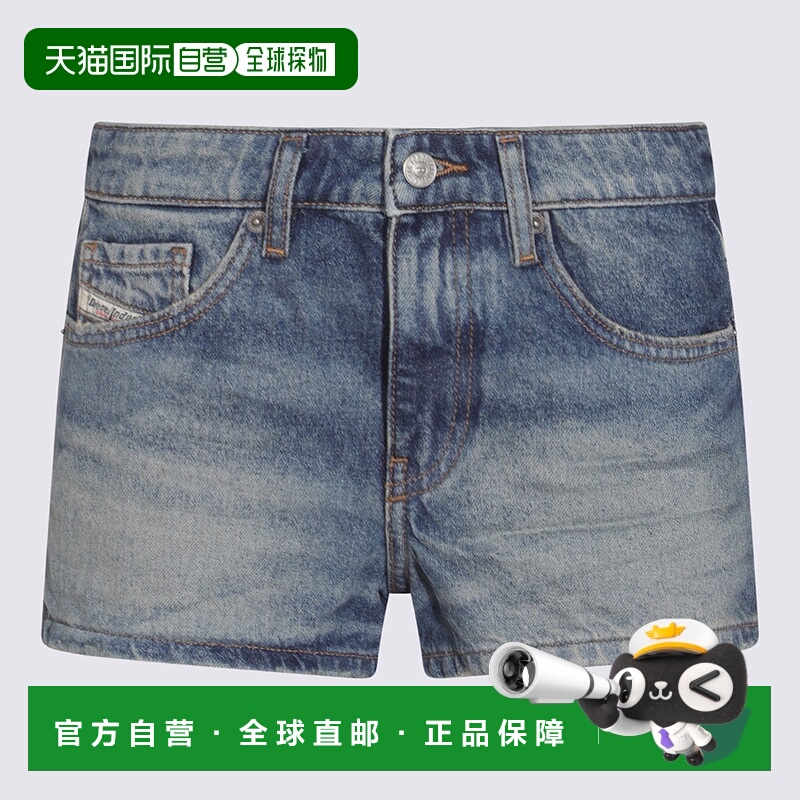 1h可退 DIESEL 女士牛仔裤 A127640GRDS01 SS2025 蓝色短裤