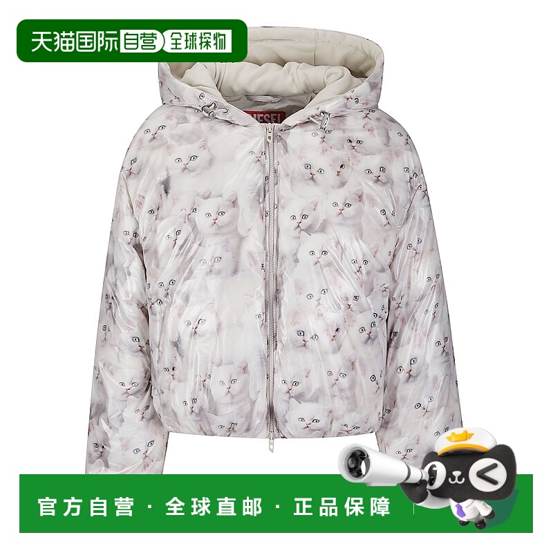 1h可退 DIESEL 女士外套 A196020WFCH100A SS2025 白色 猫咪印花
