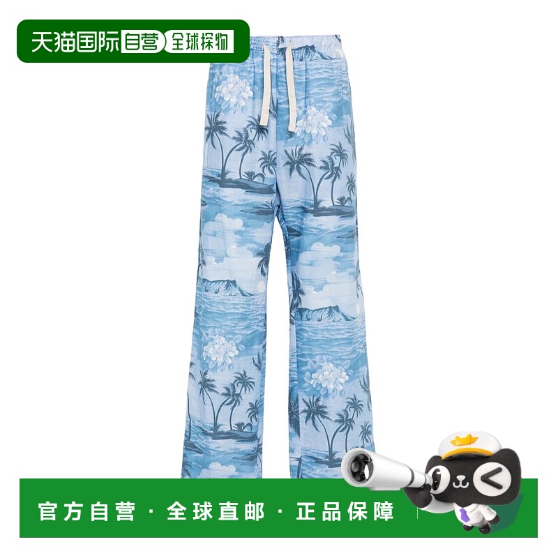 1h可退 palm angels 男士 休闲裤亚麻印花