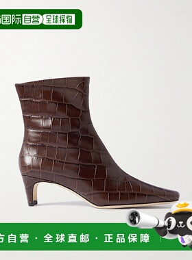1h可退 潮奢 Staud 女士 Wally 鳄鱼纹皮质短靴 F26R1026COESSC