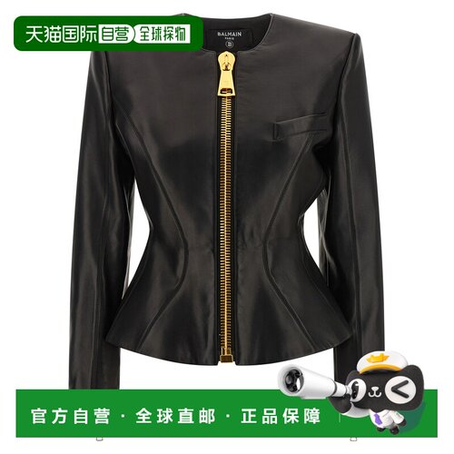 BALMAIN 女士皮衣 HF1SK691LC620PA AW2026 黑色 Leather Jacket