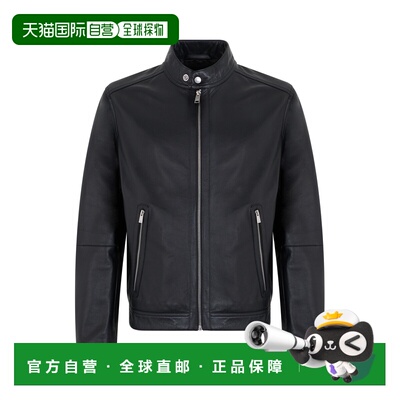 BOSS 男士皮衣 50564586001 AW2026 黑色 Leather jacket with zi