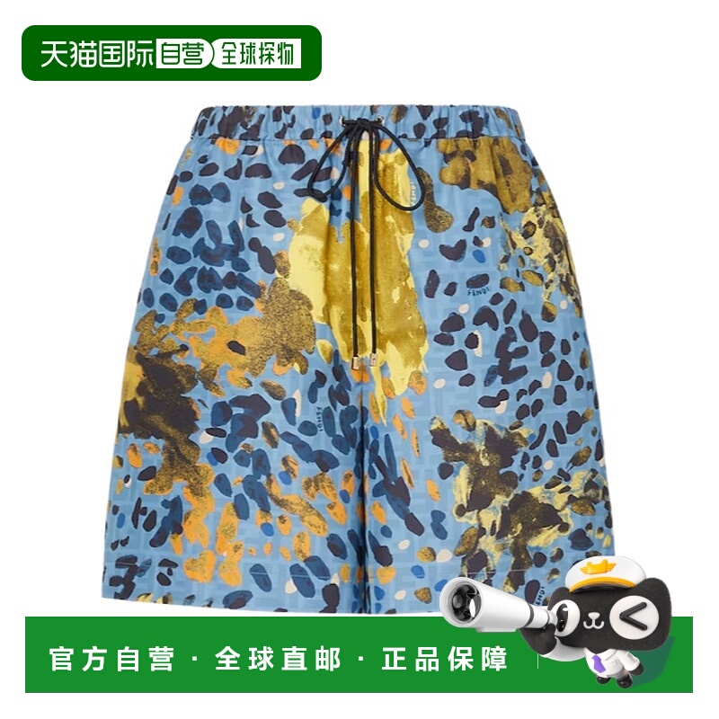 FENDI 女士短裤 FAB408AT9DF1V3Y SS2026 蓝色 印花短裤