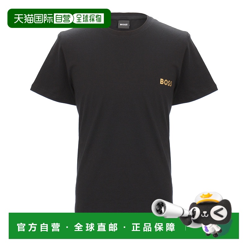 HUGO BOSS 男士黑色两件套内衣套装/居家服 Logo字母印花圆领套头