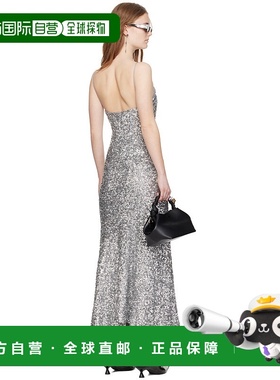 GANNI 女士半身裙 F9053018 AW2024 灰色 Abito lungo con paille