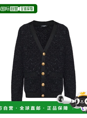 BALMAIN 男士针织衫 FH1KL080KI750PA AW2025 黑色 Tweed cardiga