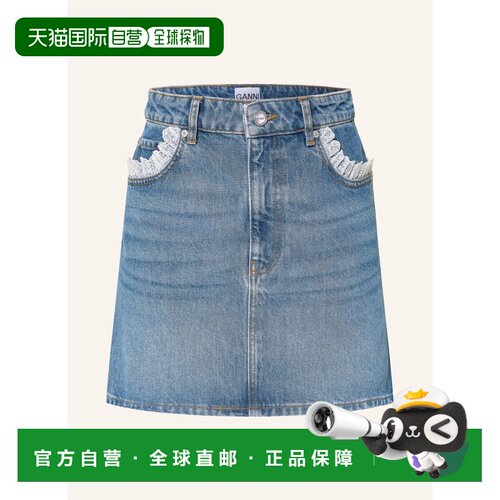 GANNI 女士半身裙 100314009217000 CO 花色 Denim skirt with la