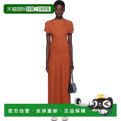 1h可退 潮奢 TOTÊME 女士 橙色 Knife-Pleated Jersey 连衣裙 253