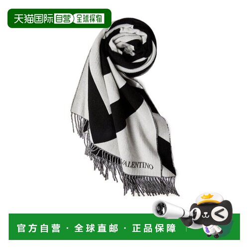 VALENTINO 女士围巾 3W0ED007BPA0AN AW2023 黑色 条纹流苏围巾