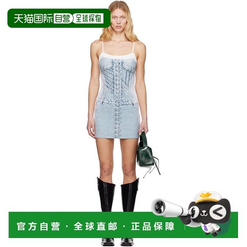 1h可退 潮奢 Feng Chen Wang 女士 白色 & 蓝色 Denim Printed 连