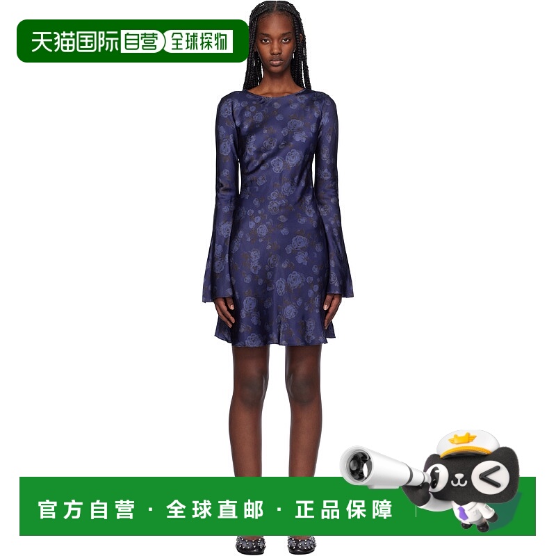 1h可退 潮奢 GANNI 甘尼 女士 海军蓝 Floral Printed 连衣裙 F96