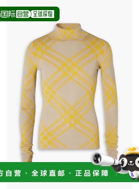 潮奢 Burberry 巴宝莉 男士 turtleneck sweater 格纹罗纹羊毛混
