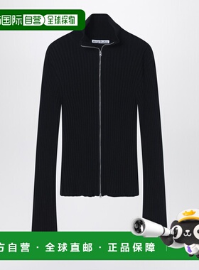 1h可退 潮奢 Acne Studios 艾克妮 女士 黑色罗纹拉链针织开衫 C6