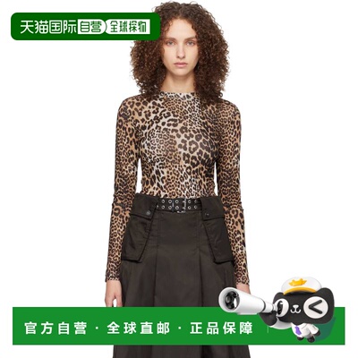 1h可退 潮奢 GANNI 甘尼 女士 棕色 & 黑色 Leopard Printed Mesh