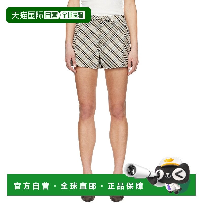 潮奢 Burberry 巴宝莉 女士 驼色 Check Cotton 睡裤 8103547