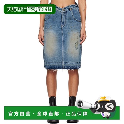 1h可退 潮奢 We11Done 女士 蓝色 Heart 牛仔半身裙 WDDS324333W