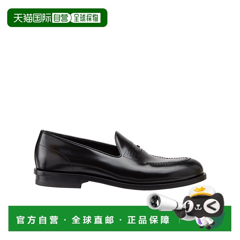 FENDI 男士商务正装鞋 7D164569FF0QA1 SS2025 黑色 圆头乐福鞋