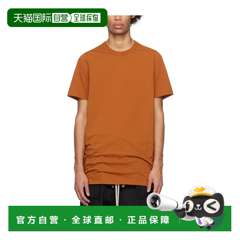 1h可退 RICK OWENS 男士T恤 RU01D3264JA53 SS2024 棕色 圆领短袖