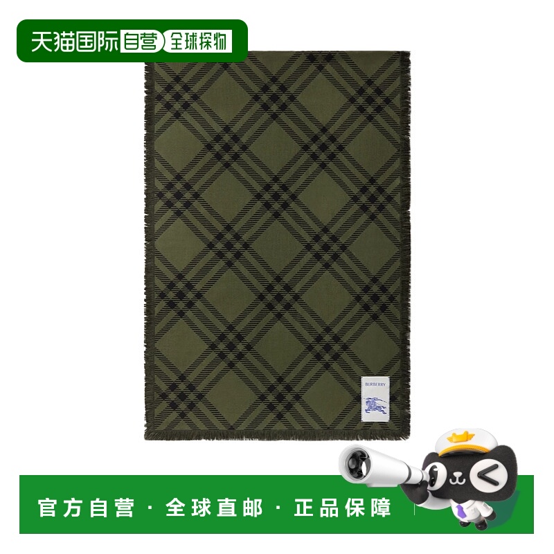 1h可退 BURBERRY 女士围巾 81124631 AW2025 绿色 格纹围巾羊毛