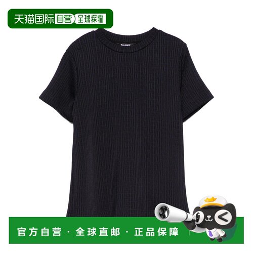 1h可退 BALMAIN 男童T恤 BW8R31J047260K SS2025 黑色 短袖T恤