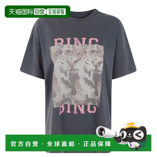 Anine Bing 女士T恤 A0812648WBL1BLACK AW2026