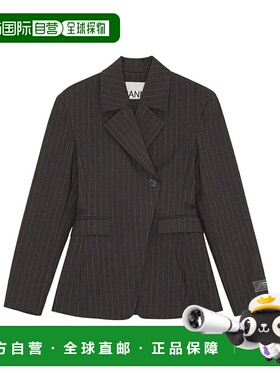GANNI 女士外套 W0578252 AW2025 黑色 Stretch Stripe Blazer