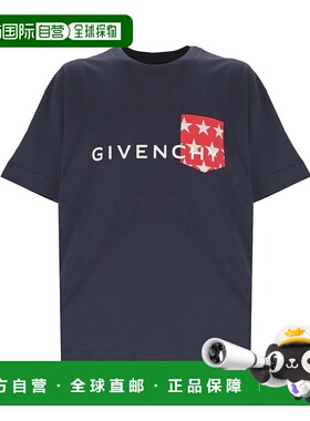 GIVENCHY 男士T恤 BM71J83YJL402 SS2024 蓝色短袖