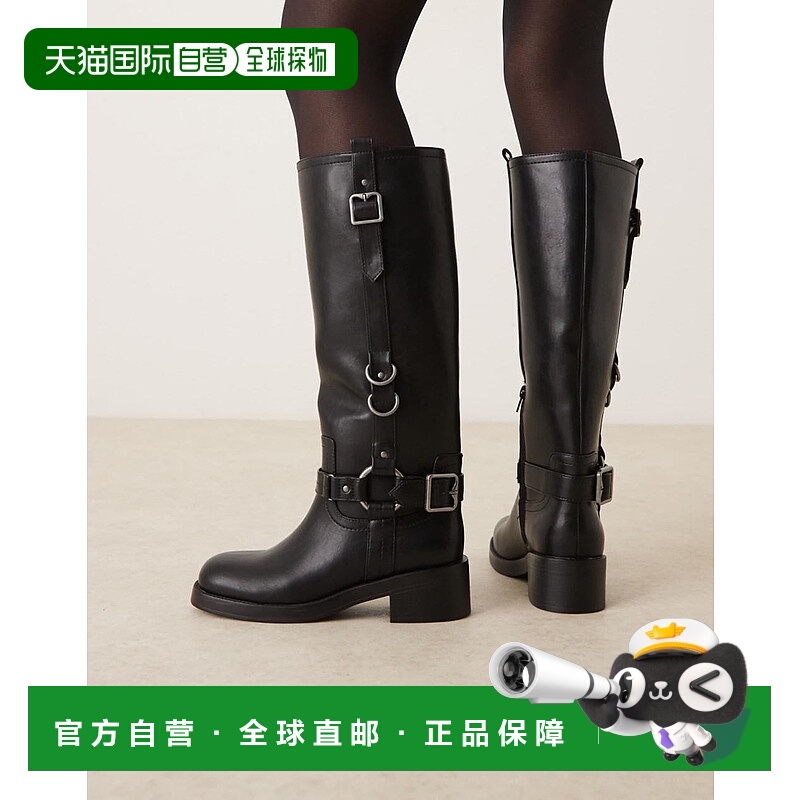 1h可退 潮奢 ASOS 女士 Cobra hardware 设计宽版搭扣踝扣及膝银(