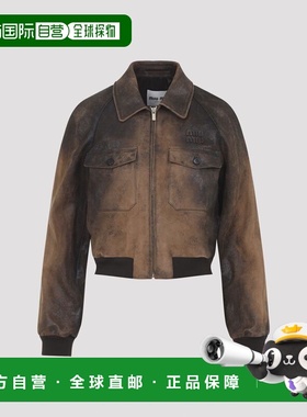 1h可退 潮奢 Miu Miu 缪缪 女士 棕色羔羊皮夹克 MPV991SOOO18BT