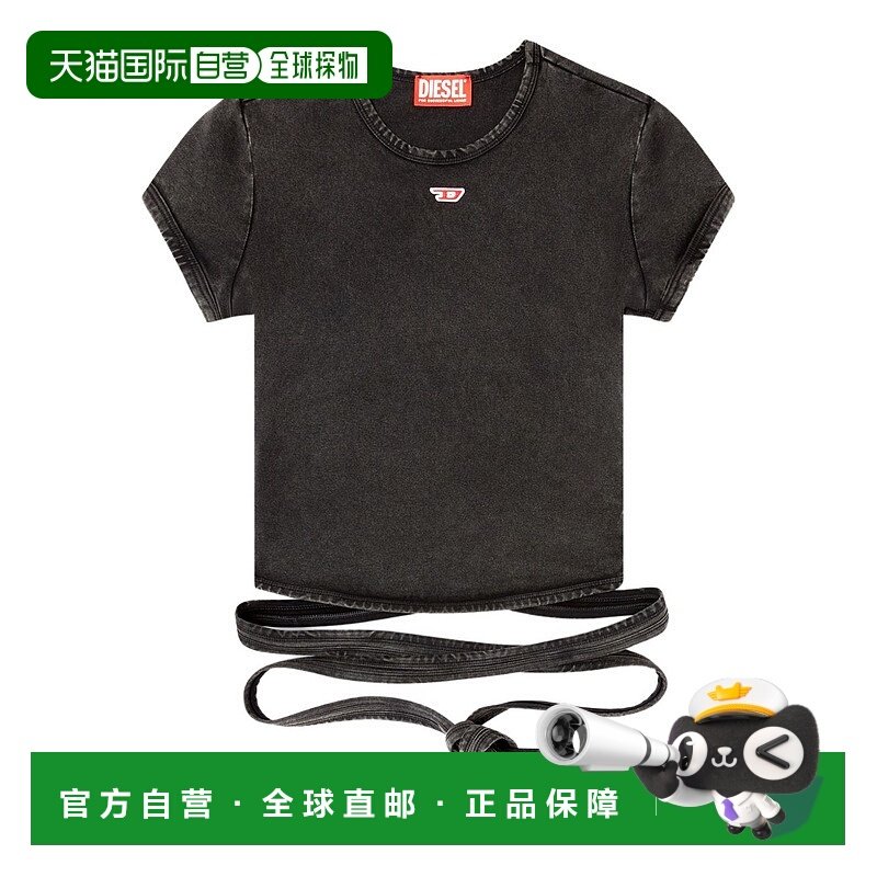 DIESEL 女士T恤 A195200KIBY02A AW2025 黑色 牛仔风格 T 恤
