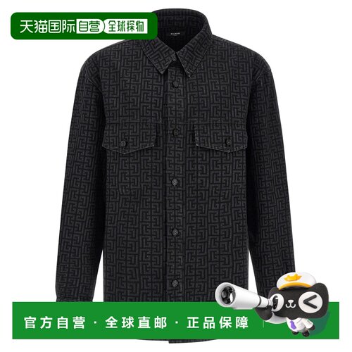 BALMAIN 男士衬衫 HH1HC160DG40ELR AW2026 黑色 长袖衬衫