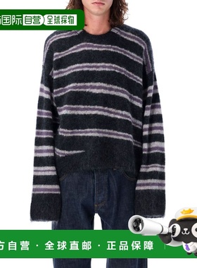 ACNE STUDIOS 男士针织毛衣 B60315DRI AW2024 黑色 长袖条纹毛衣