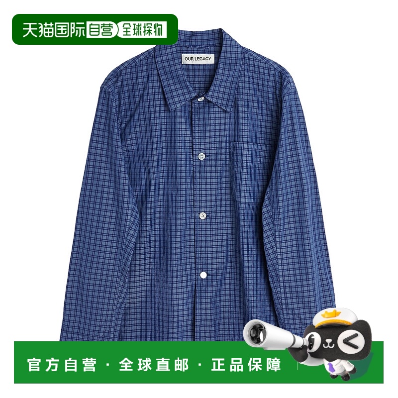 1h可退 OUR LEGACY 男士衬衫 M2252BK SS2025 蓝色格纹长袖