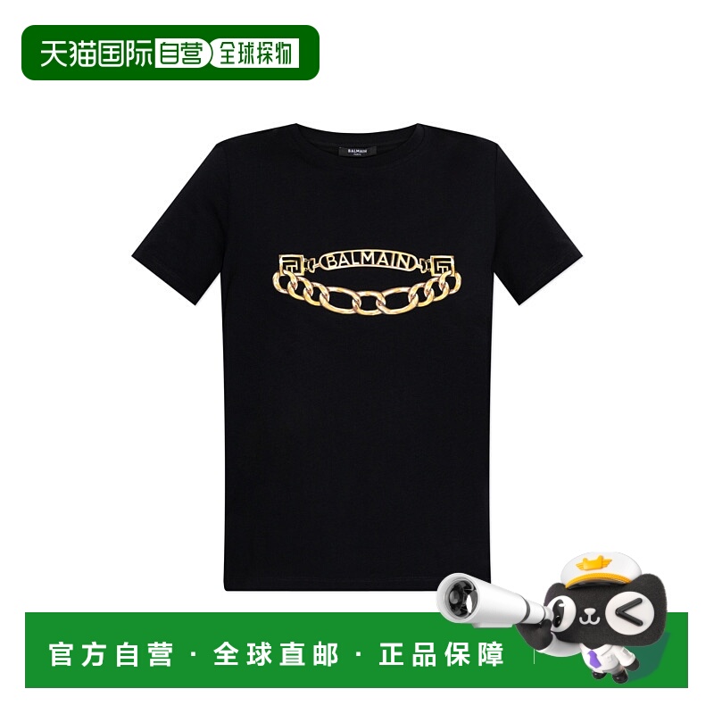1h可退 BALMAIN 女士T恤 FF1EF004GE97EAD AW2025 黑色 Balmain T