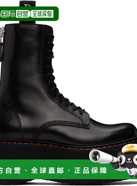 1h可退 潮奢 R13 女士 黑色 Double Stack 踝靴 R13WS026S001A