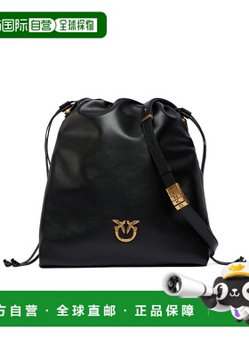 PINKO 女士双肩包 104359A0QOZ99Q AW2025 黑色抽绳单肩包 斜挎包