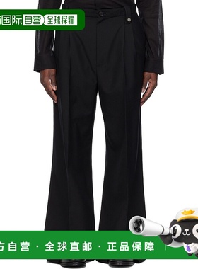 1h可退 潮奢 EGONLAB. 男士 黑色褶裥长裤 SS25PT005阔腿裤