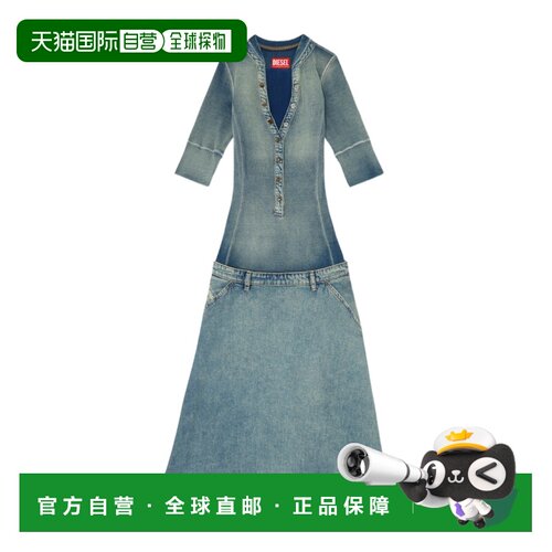 DIESEL 女士连衣裙 A230320IFBL01 AW2026 蓝色 针织牛仔拼接低腰
