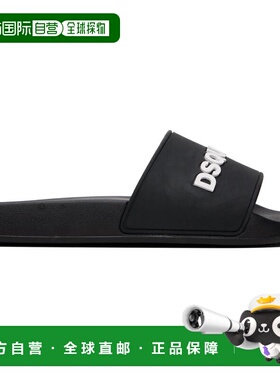 1h可退 潮奢 Dsquared2 二次方 男士 黑色 Logo 拖鞋 FSM00851720