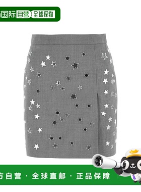 MSGM 女士灰色短裙 立体星星缀饰侧开叉短款半身裙新款