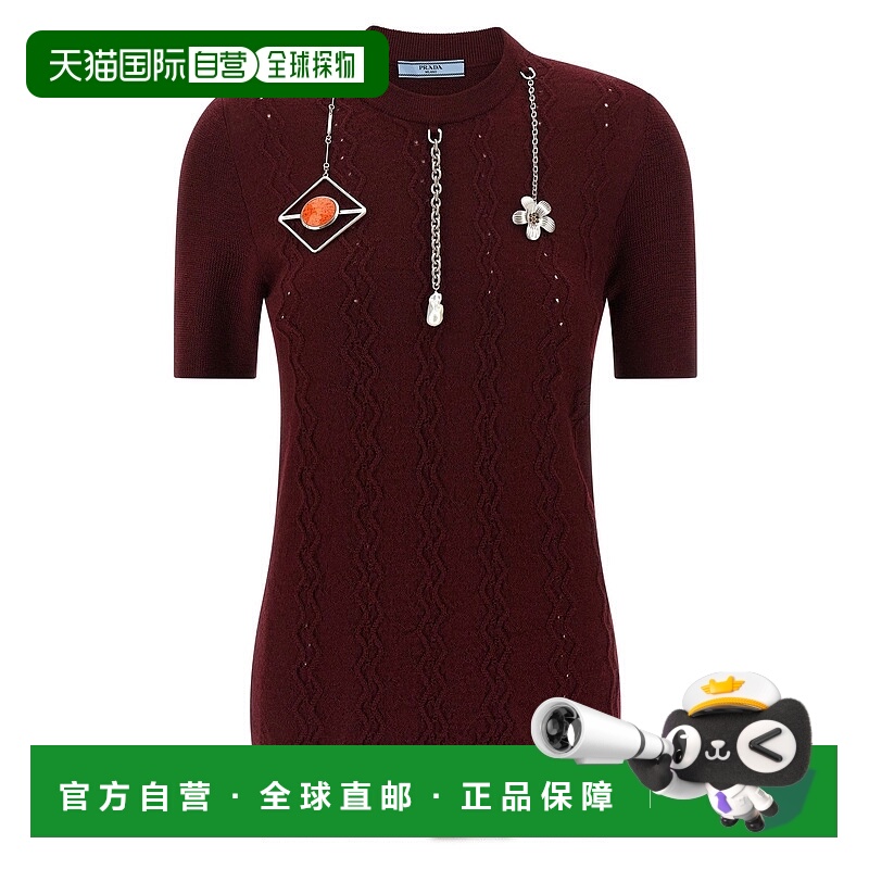 1h可退 潮奢 Prada 普拉达 女士 PENDANTS 镂空图案羊毛毛衣 P24V