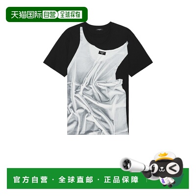1h可退 潮奢 Balmain 巴尔曼 男士 坦克高端立体错视画T恤 EH1EG0